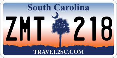 SC license plate ZMT218