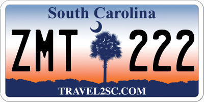 SC license plate ZMT222