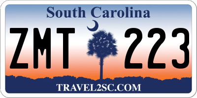 SC license plate ZMT223