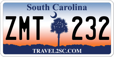 SC license plate ZMT232