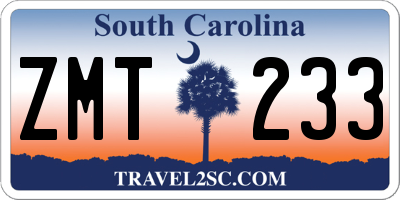 SC license plate ZMT233