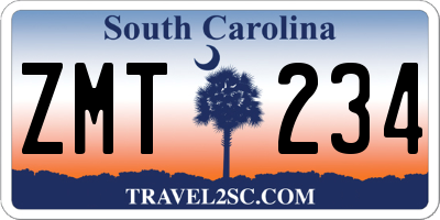 SC license plate ZMT234
