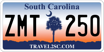 SC license plate ZMT250