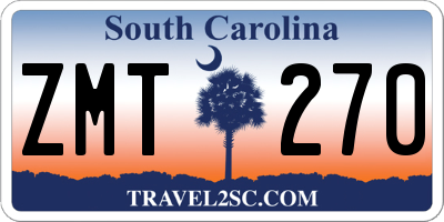 SC license plate ZMT270
