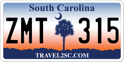 SC license plate ZMT315