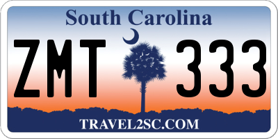 SC license plate ZMT333