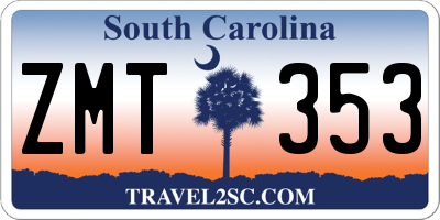 SC license plate ZMT353