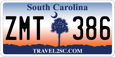 SC license plate ZMT386