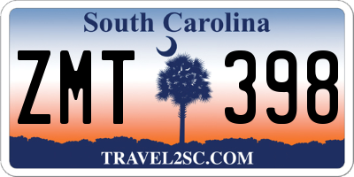 SC license plate ZMT398