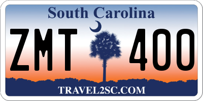 SC license plate ZMT400