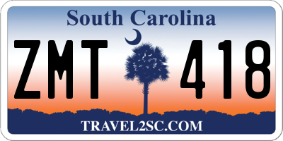 SC license plate ZMT418