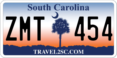 SC license plate ZMT454