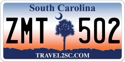 SC license plate ZMT502