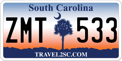 SC license plate ZMT533