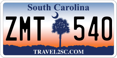 SC license plate ZMT540