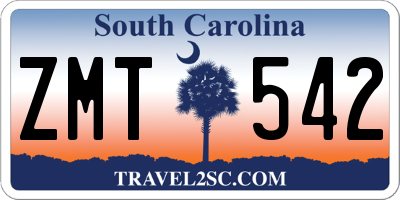SC license plate ZMT542