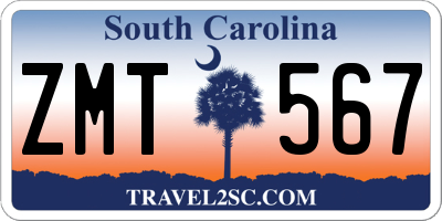 SC license plate ZMT567