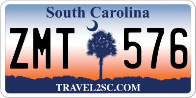SC license plate ZMT576