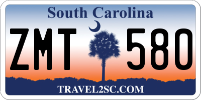 SC license plate ZMT580