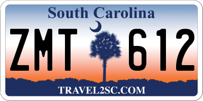 SC license plate ZMT612