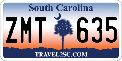 SC license plate ZMT635