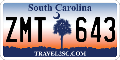 SC license plate ZMT643