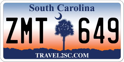 SC license plate ZMT649