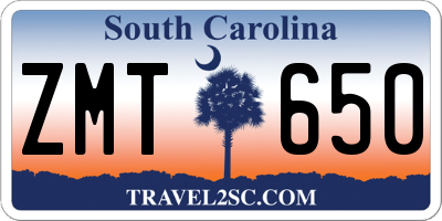 SC license plate ZMT650