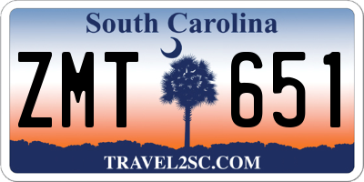 SC license plate ZMT651