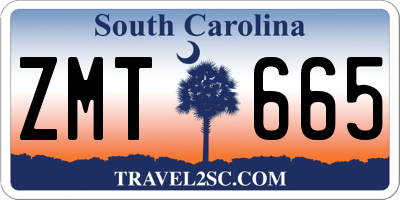 SC license plate ZMT665