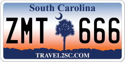 SC license plate ZMT666
