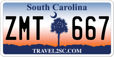 SC license plate ZMT667
