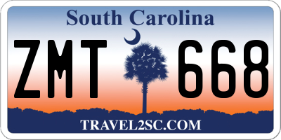 SC license plate ZMT668