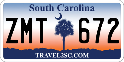 SC license plate ZMT672