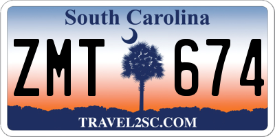 SC license plate ZMT674