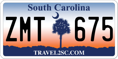 SC license plate ZMT675