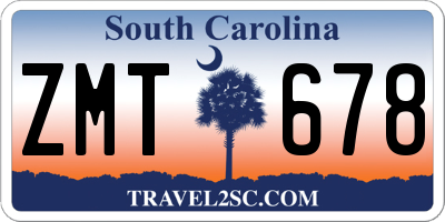 SC license plate ZMT678