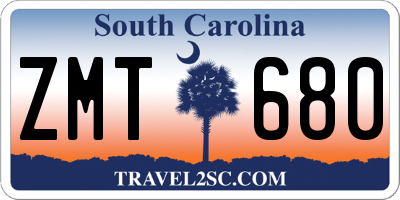 SC license plate ZMT680