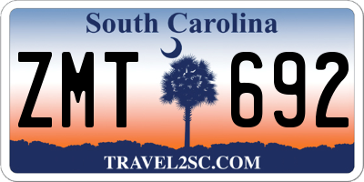SC license plate ZMT692