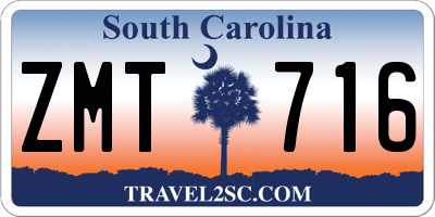 SC license plate ZMT716