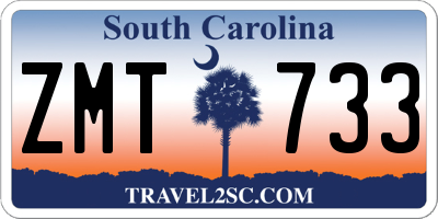 SC license plate ZMT733