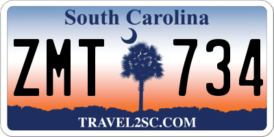 SC license plate ZMT734