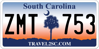 SC license plate ZMT753