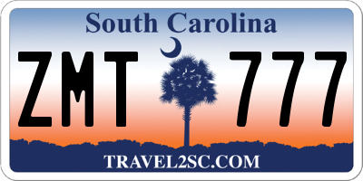 SC license plate ZMT777
