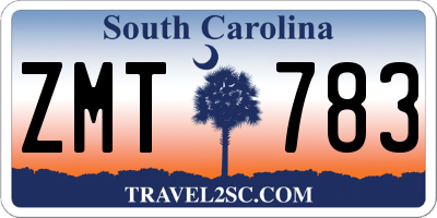 SC license plate ZMT783