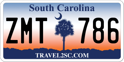 SC license plate ZMT786