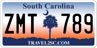 SC license plate ZMT789