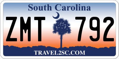 SC license plate ZMT792