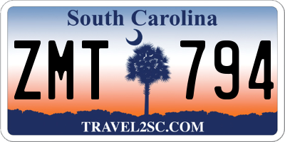 SC license plate ZMT794