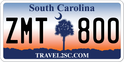 SC license plate ZMT800
